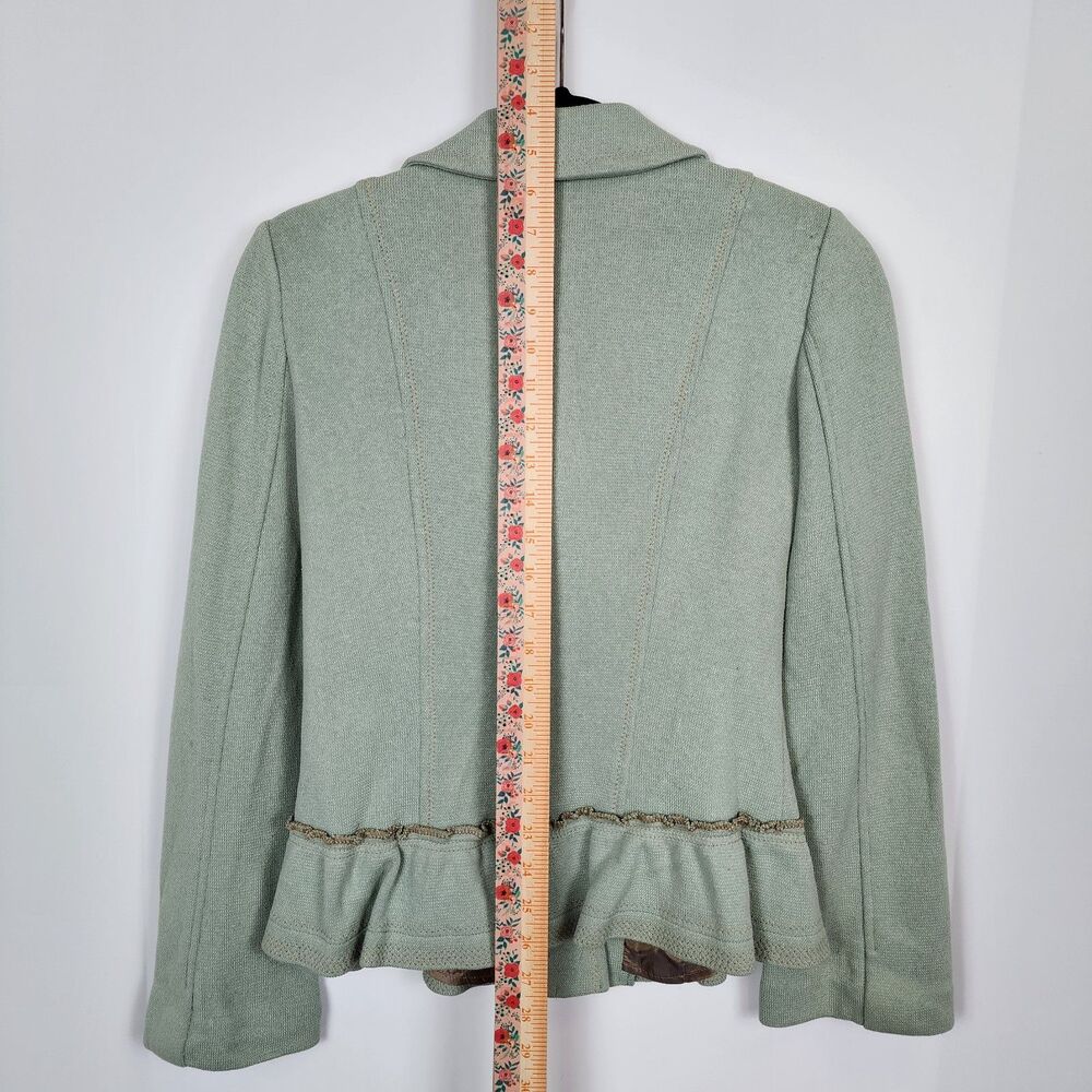 Nanette Lepore Vintage Ruffle Pale Green Blazer Jacket Size S - Picture 9 of 9